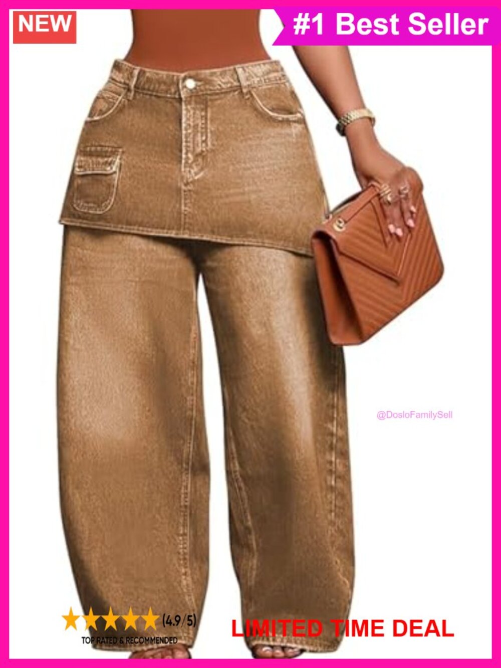 High Waisted Wide Leg Baggy Patchwork Jeans Stretch Denim Pants